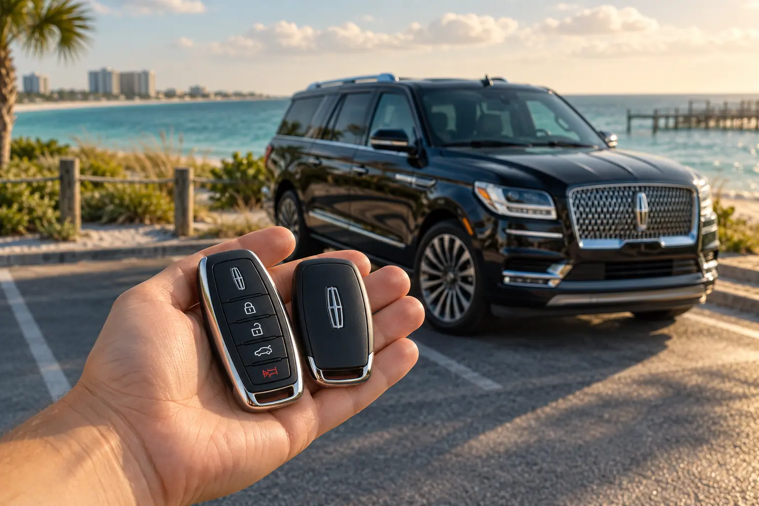 Illustrative Lincoln key and Navigator in a coastal setting